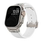 For Apple Watch Ultra 2 49mm Vertical Texture Titanium Buckle Elastic Silicone Watch Band(White) - 1