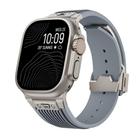 For Apple Watch Ultra 2 49mm Vertical Texture Titanium Buckle Elastic Silicone Watch Band(Grey) - 1