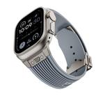 For Apple Watch Ultra 2 49mm Vertical Texture Titanium Buckle Elastic Silicone Watch Band(Grey) - 3