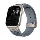 For Apple Watch Series 9 45mm Vertical Texture Titanium Buckle Elastic Silicone Watch Band(Grey) - 1