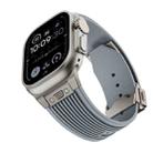 For Apple Watch Ultra 49mm Vertical Texture Titanium Buckle Elastic Silicone Watch Band(Grey) - 3