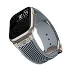 For Apple Watch Series 8 45mm Vertical Texture Titanium Buckle Elastic Silicone Watch Band(Grey) - 3