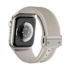 For Apple Watch Series 8 45mm Vertical Texture Titanium Buckle Elastic Silicone Watch Band(Starlight) - 2
