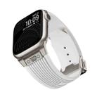For Apple Watch Series 7 45mm Vertical Texture Titanium Buckle Elastic Silicone Watch Band(White) - 3
