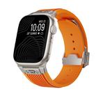 For Apple Watch Series 7 45mm Vertical Texture Titanium Buckle Elastic Silicone Watch Band(Orange) - 1