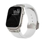For Apple Watch Series 2 42mm Vertical Texture Titanium Buckle Elastic Silicone Watch Band(White) - 1