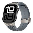 For Apple Watch Series 10 46mm Vertical Texture Titanium Buckle Elastic Silicone Watch Band(Grey) - 1