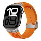 For Apple Watch Series 10 46mm Vertical Texture Titanium Buckle Elastic Silicone Watch Band(Orange) - 1