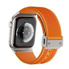 For Apple Watch Series 10 46mm Vertical Texture Titanium Buckle Elastic Silicone Watch Band(Orange) - 2