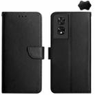 For TCL 505 Genuine Leather Fingerprint-proof Flip Phone Case(Black) - 1