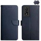 For TCL 505 Genuine Leather Fingerprint-proof Flip Phone Case(Blue) - 1