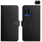 For TCL 502 Genuine Leather Fingerprint-proof Flip Phone Case(Black) - 1