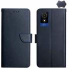 For TCL 502 Genuine Leather Fingerprint-proof Flip Phone Case(Blue) - 1