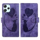 For Xiaomi Redmi 12 Pen Heart Cat Embossed Leather Phone Case(Purple) - 1