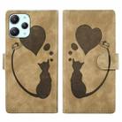 For Xiaomi Redmi 12 Pen Heart Cat Embossed Leather Phone Case(Apricot) - 1