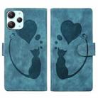 For Xiaomi Redmi 12 Pen Heart Cat Embossed Leather Phone Case(Blue) - 1