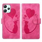 For Xiaomi Redmi 12 Pen Heart Cat Embossed Leather Phone Case(Pink) - 1