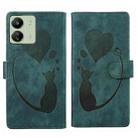 For Xiaomi Poco C65 / Redmi 13C 4G/5G Pen Heart Cat Embossed Leather Phone Case(Green) - 1