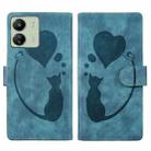 For Xiaomi Poco C65 / Redmi 13C 4G/5G Pen Heart Cat Embossed Leather Phone Case(Blue) - 1