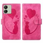 For Xiaomi Poco C65 / Redmi 13C 4G/5G Pen Heart Cat Embossed Leather Phone Case(Pink) - 1