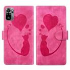 For Xiaomi Redmi Note 10S Pen Heart Cat Embossed Leather Phone Case(Pink) - 1