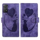 For Xiaomi Redmi Note 11 Pro 5G Pen Heart Cat Embossed Leather Phone Case(Purple) - 1