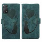 For Xiaomi Redmi Note 11 Pro 5G Pen Heart Cat Embossed Leather Phone Case(Green) - 1