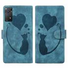 For Xiaomi Redmi Note 11 Pro 5G Pen Heart Cat Embossed Leather Phone Case(Blue) - 1