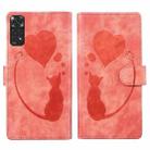 For Xiaomi Redmi Note 11S 4G / Note 12S Pen Heart Cat Embossed Leather Phone Case(Orange) - 1