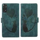 For Xiaomi Redmi Note 11S 4G / Note 12S Pen Heart Cat Embossed Leather Phone Case(Green) - 1