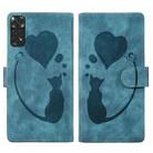 For Xiaomi Redmi Note 11S 4G / Note 12S Pen Heart Cat Embossed Leather Phone Case(Blue) - 1