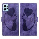 For Xiaomi Redmi Note 12 4G Global Pen Heart Cat Embossed Leather Phone Case(Purple) - 1