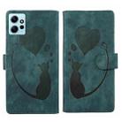 For Xiaomi Redmi Note 12 4G Global Pen Heart Cat Embossed Leather Phone Case(Green) - 1