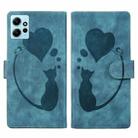 For Xiaomi Redmi Note 12 4G Global Pen Heart Cat Embossed Leather Phone Case(Blue) - 1