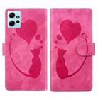 For Xiaomi Redmi Note 12 4G Global Pen Heart Cat Embossed Leather Phone Case(Pink) - 1