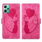 For Xiaomi Redmi Note 12 5G Global Pen Heart Cat Embossed Leather Phone Case(Pink) - 1