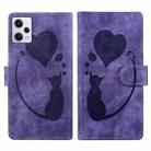 For Xiaomi Redmi Note 12 Pro 5G Global Pen Heart Cat Embossed Leather Phone Case(Purple) - 1