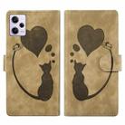 For Xiaomi Redmi Note 12 Pro 5G Global Pen Heart Cat Embossed Leather Phone Case(Apricot) - 1