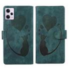 For Xiaomi Redmi Note 12 Pro 5G Global Pen Heart Cat Embossed Leather Phone Case(Green) - 1