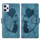 For Xiaomi Redmi Note 12 Pro 5G Global Pen Heart Cat Embossed Leather Phone Case(Blue) - 1