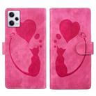 For Xiaomi Redmi Note 12 Pro 5G Global Pen Heart Cat Embossed Leather Phone Case(Pink) - 1