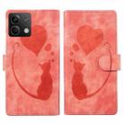 For Xiaomi Redmi Note 13 5G Pen Heart Cat Embossed Leather Phone Case(Orange) - 1