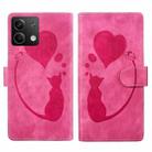 For Xiaomi Redmi Note 13 5G Pen Heart Cat Embossed Leather Phone Case(Pink) - 1