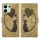 For Xiaomi Redmi Note 13 4G Pen Heart Cat Embossed Leather Phone Case(Apricot) - 1