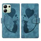 For Xiaomi Redmi Note 13 4G Pen Heart Cat Embossed Leather Phone Case(Blue) - 1