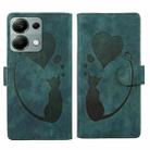 For Xiaomi Redmi Note 13 Pro 4G Pen Heart Cat Embossed Leather Phone Case(Green) - 1