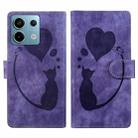 For Xiaomi Redmi Note 13 Pro 5G Pen Heart Cat Embossed Leather Phone Case(Purple) - 1