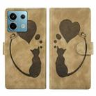 For Xiaomi Redmi Note 13 Pro 5G Pen Heart Cat Embossed Leather Phone Case(Apricot) - 1