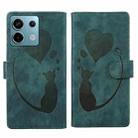 For Xiaomi Redmi Note 13 Pro 5G Pen Heart Cat Embossed Leather Phone Case(Green) - 1