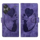 For Xiaomi Redmi Note 13 Pro+ Pen Heart Cat Embossed Leather Phone Case(Purple) - 1